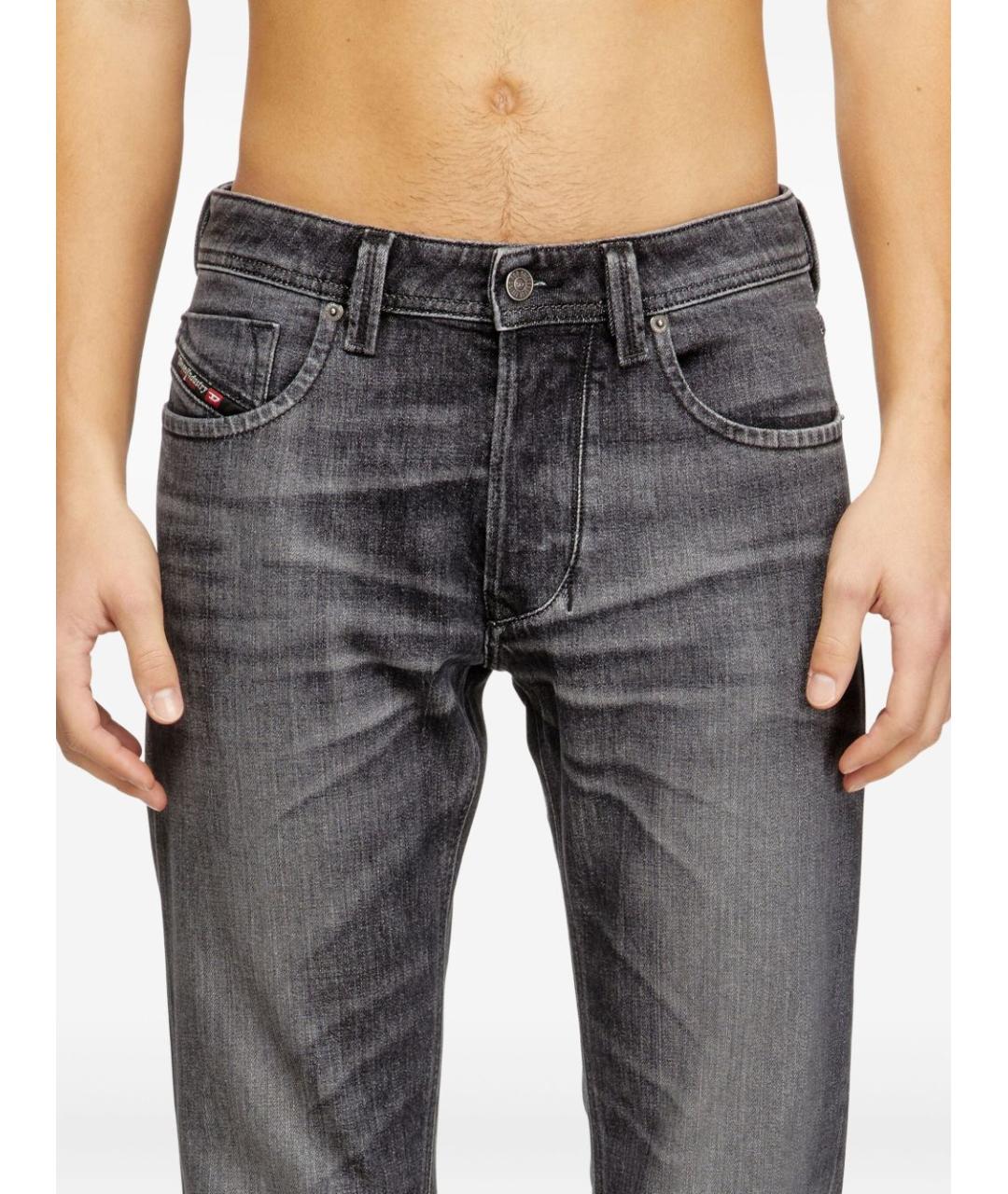 DIESEL Серые хлопко-эластановые прямые джинсы, фото 4