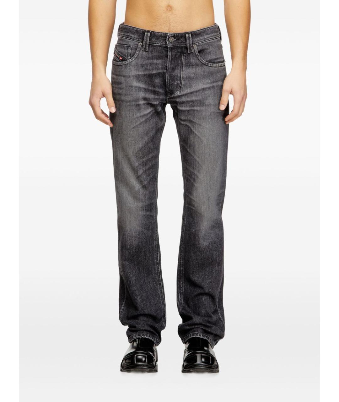 DIESEL Серые хлопко-эластановые прямые джинсы, фото 3