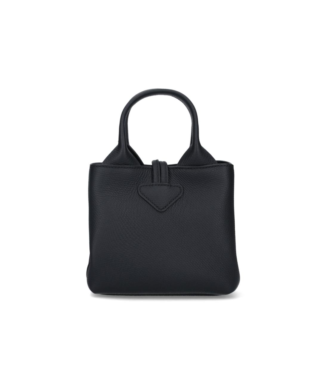 LONGCHAMP Черная кожаная сумка тоут, фото 3