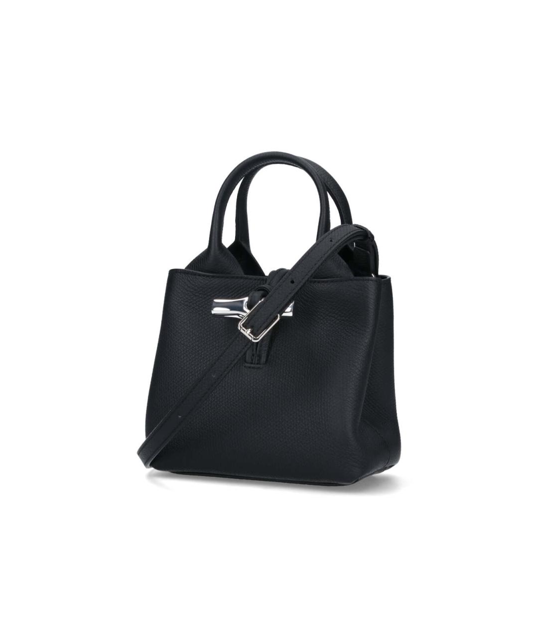 LONGCHAMP Черная кожаная сумка тоут, фото 2