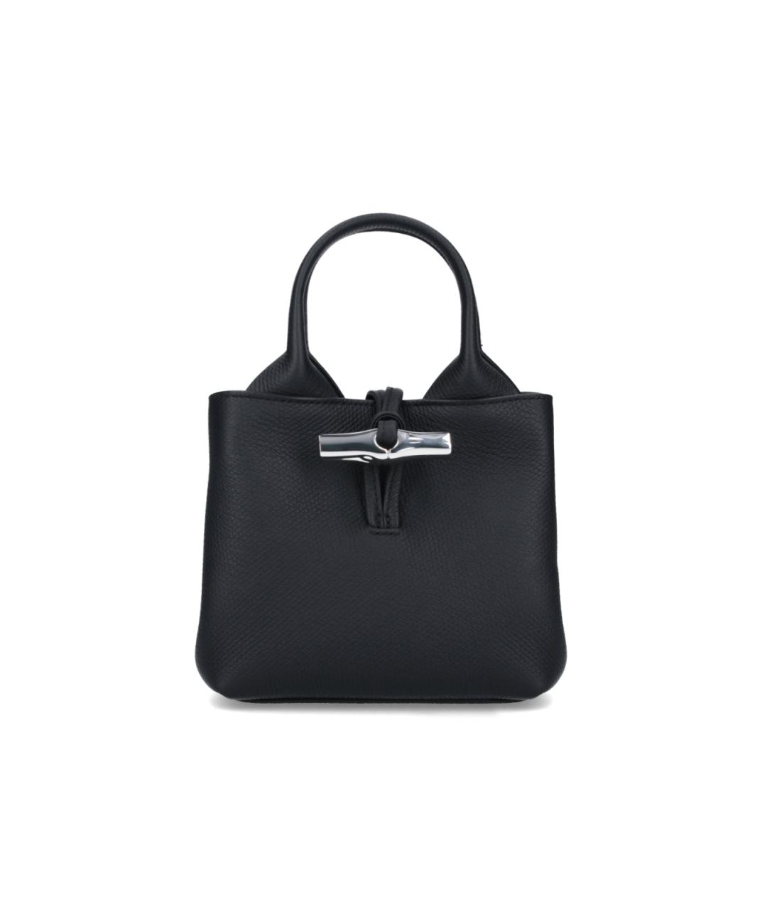 LONGCHAMP Черная кожаная сумка тоут, фото 1