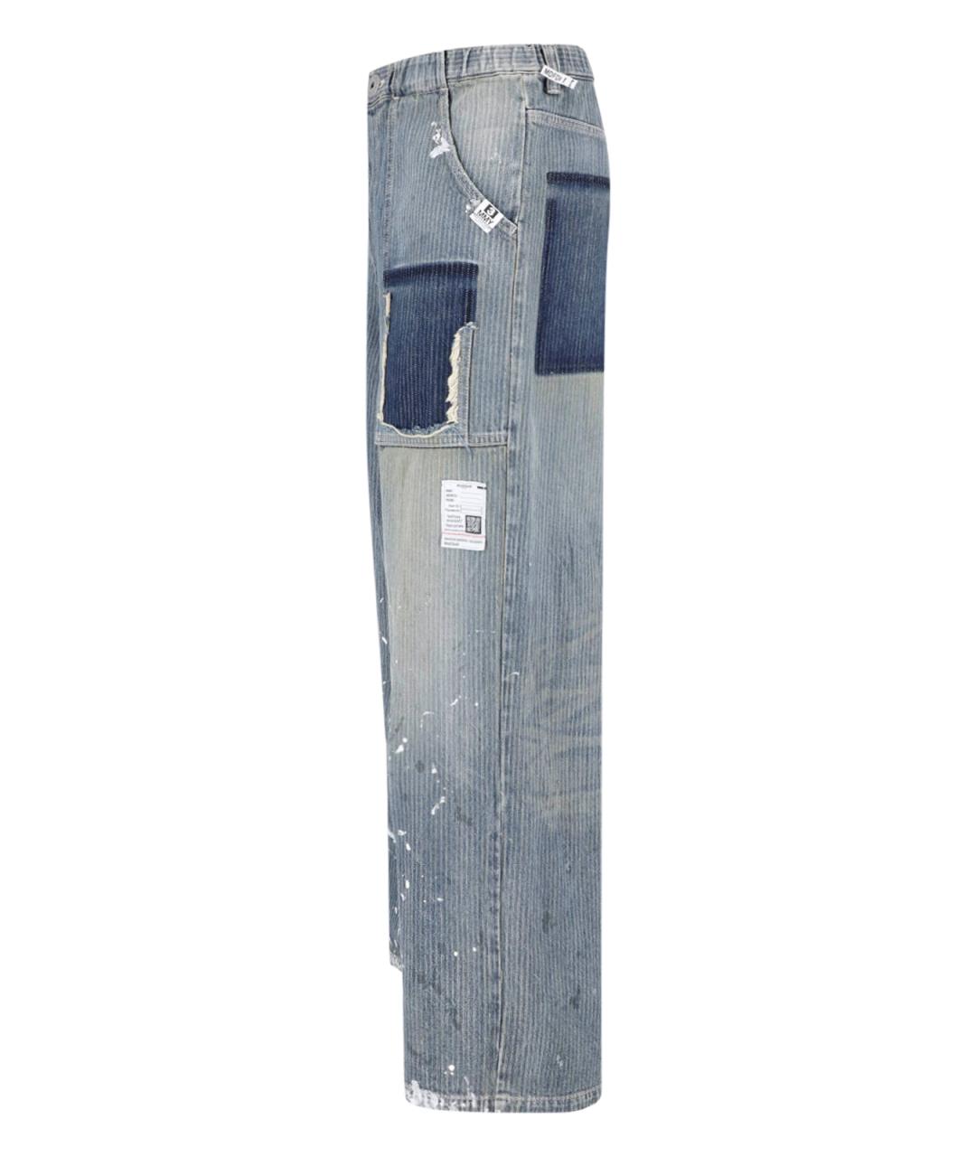 MAISON MIHARA YASUHIRO Синие хлопковые прямые джинсы, фото 3