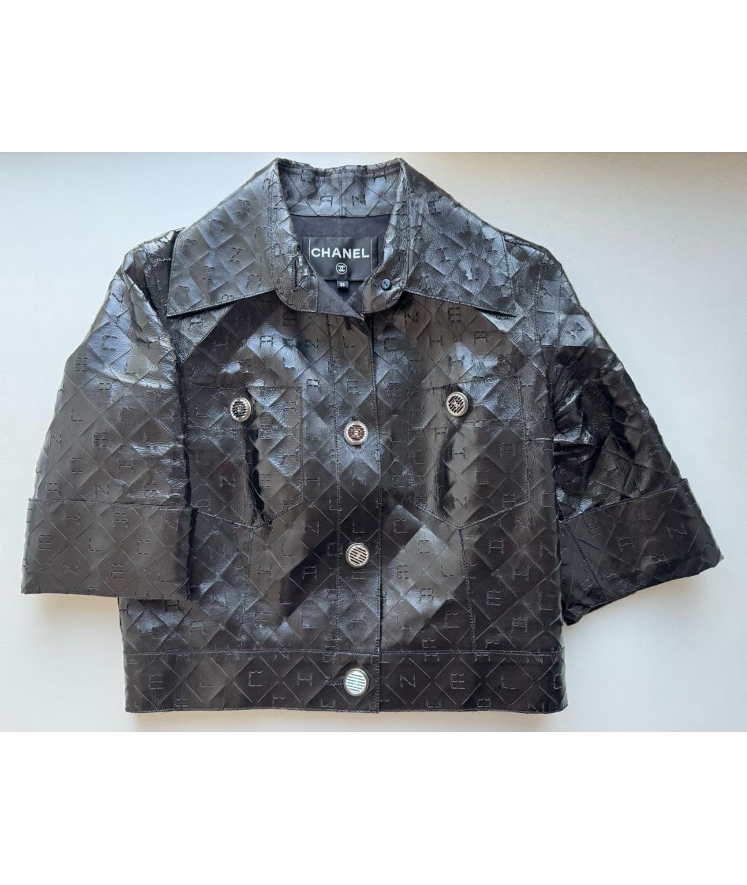 CHANEL Черный кожаный жакет/пиджак, фото 9