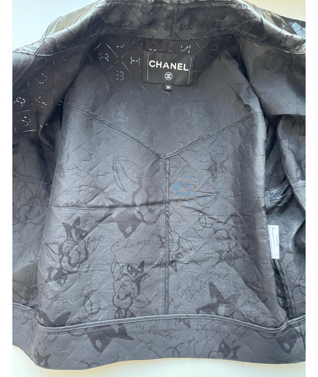 CHANEL Черный кожаный жакет/пиджак, фото 3