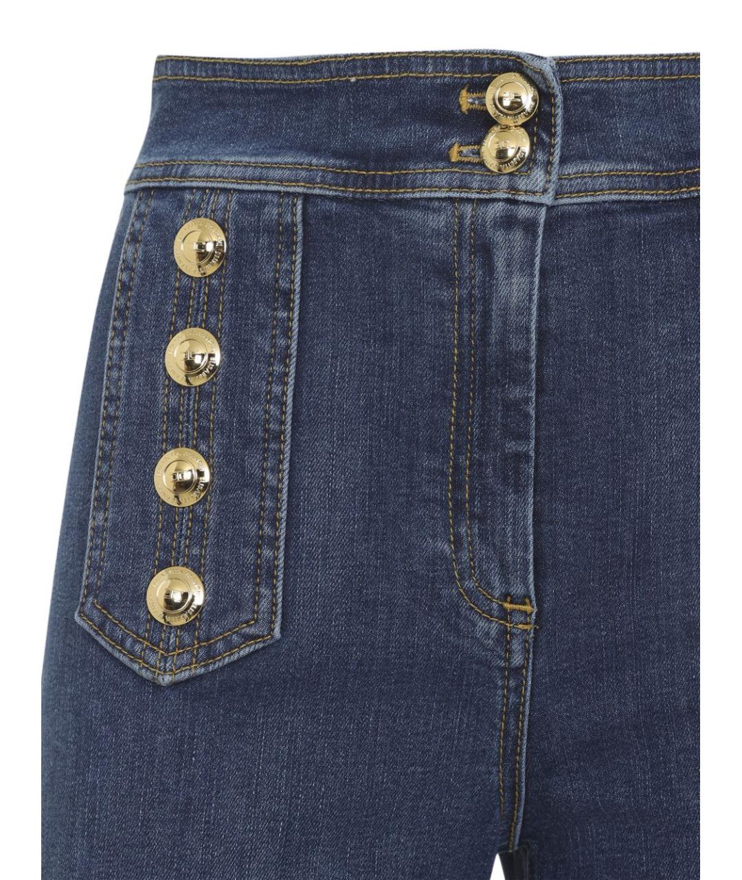 ELISABETTA FRANCHI Синие хлопковые джинсы клеш, фото 3