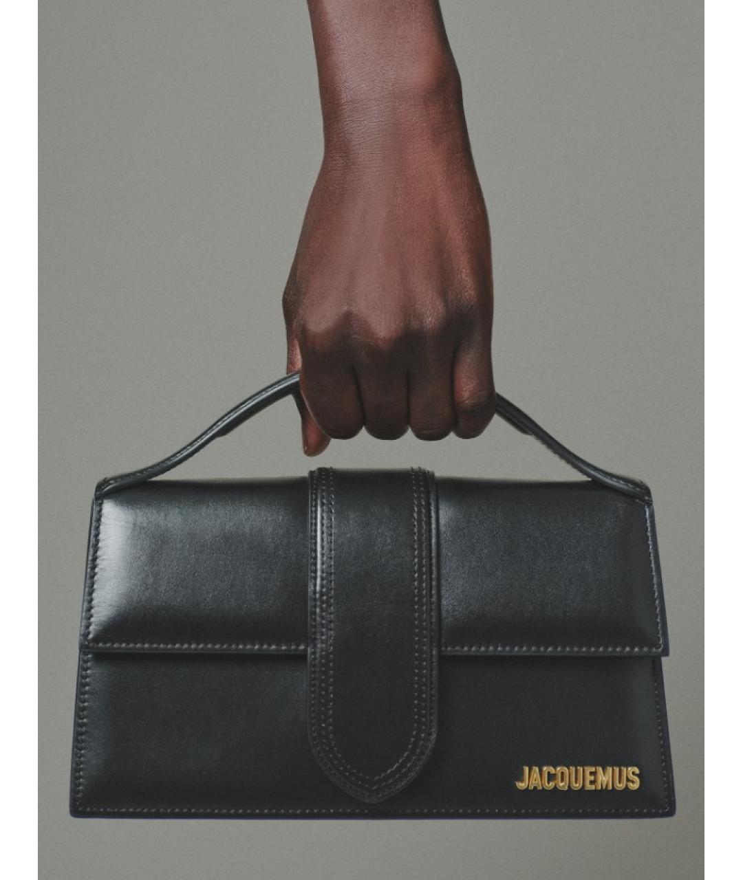 JACQUEMUS Черная кожаная сумка с короткими ручками, фото 2