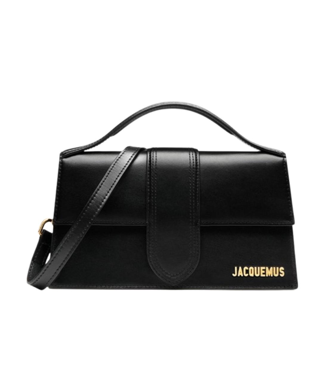 JACQUEMUS Черная кожаная сумка с короткими ручками, фото 1