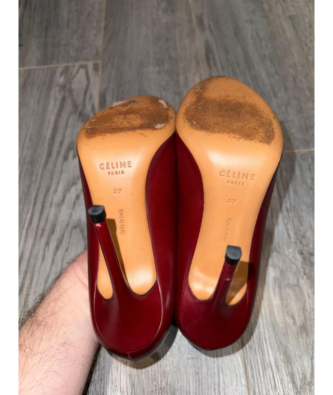 CELINE Бордовые кожаные туфли, фото 4