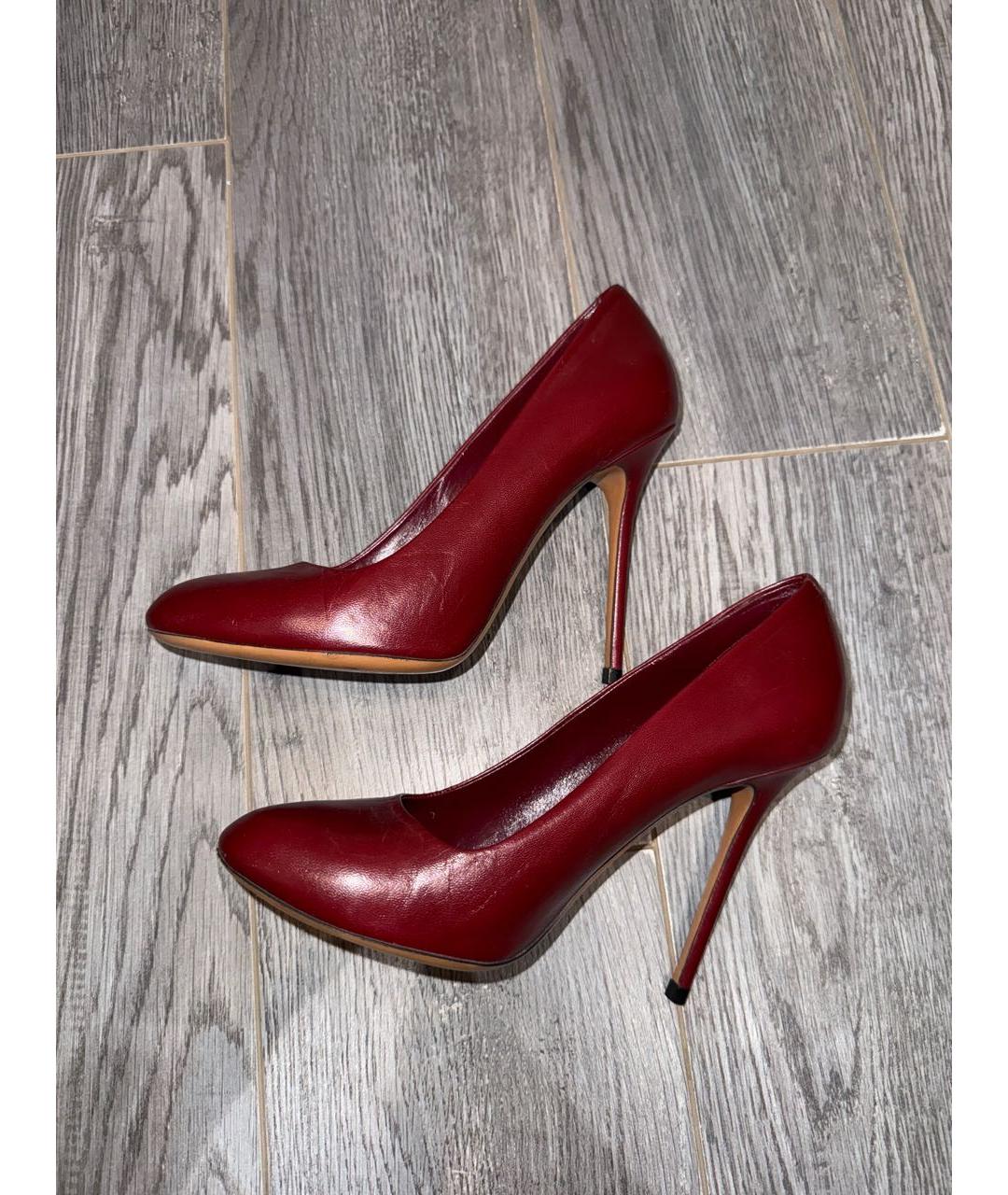 CELINE Бордовые кожаные туфли, фото 6