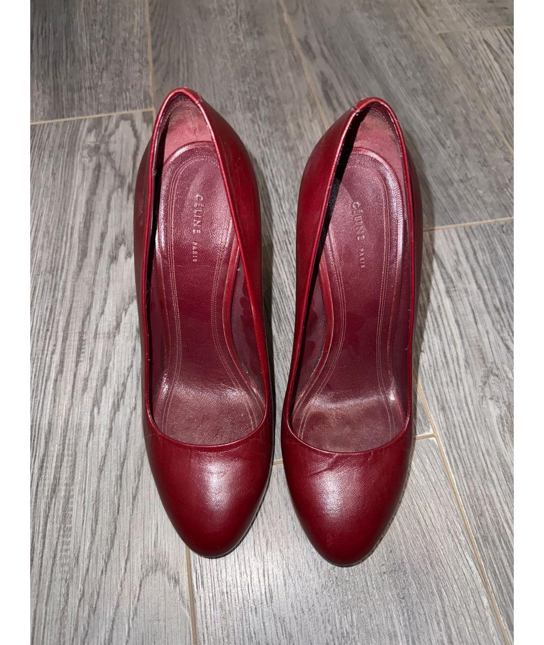 CELINE Бордовые кожаные туфли, фото 7