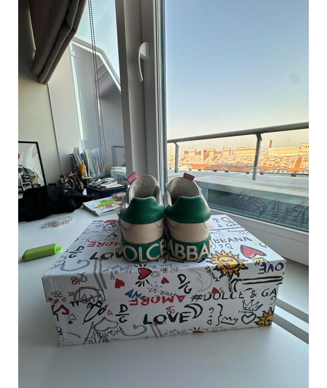 DOLCE&GABBANA Белые кожаные кеды, фото 4