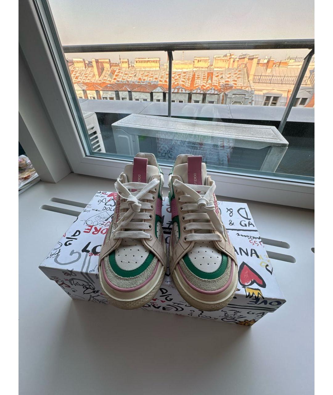 DOLCE&GABBANA Белые кожаные кеды, фото 2