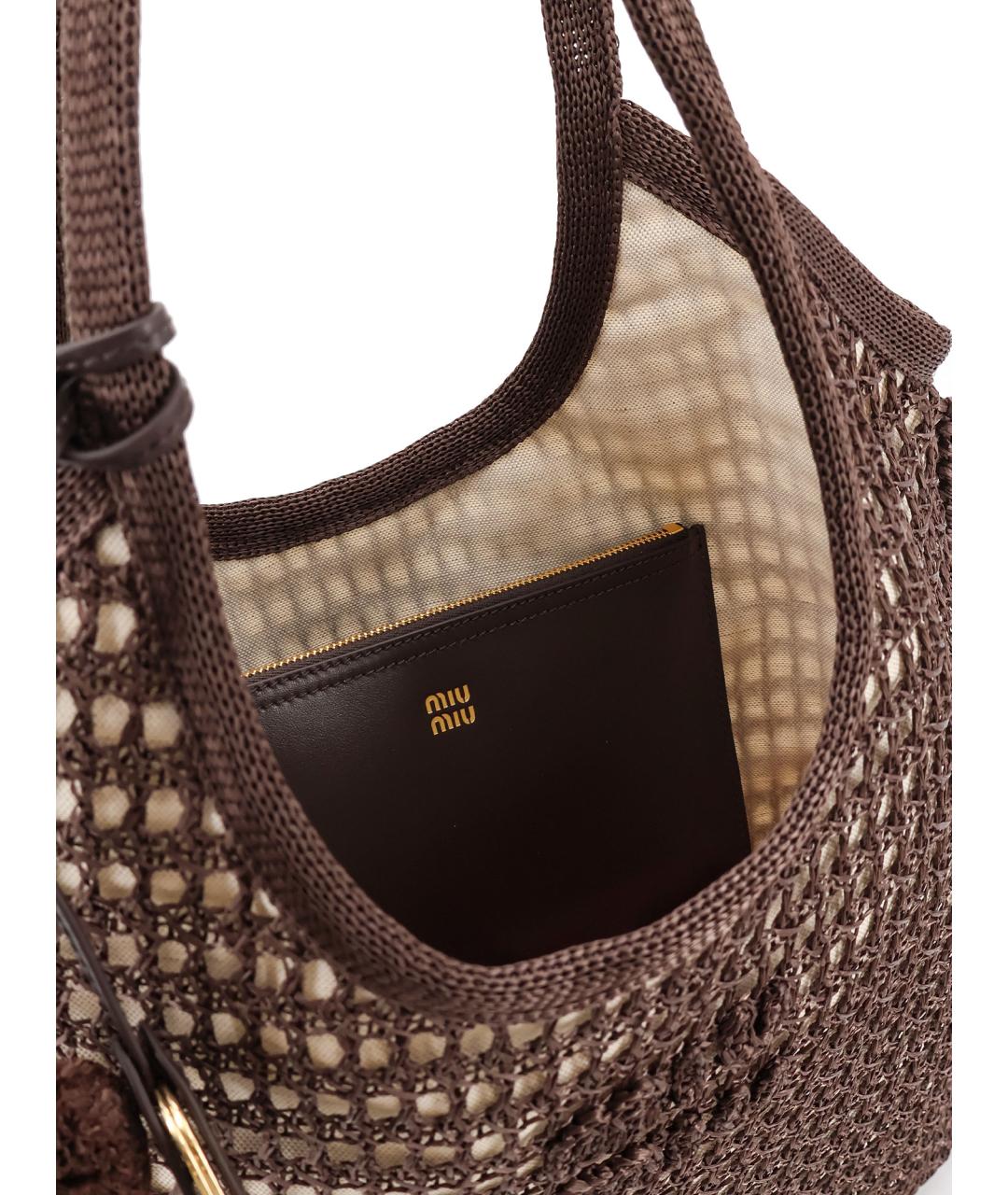 MIU MIU Коричневая хлопковая сумка тоут, фото 5