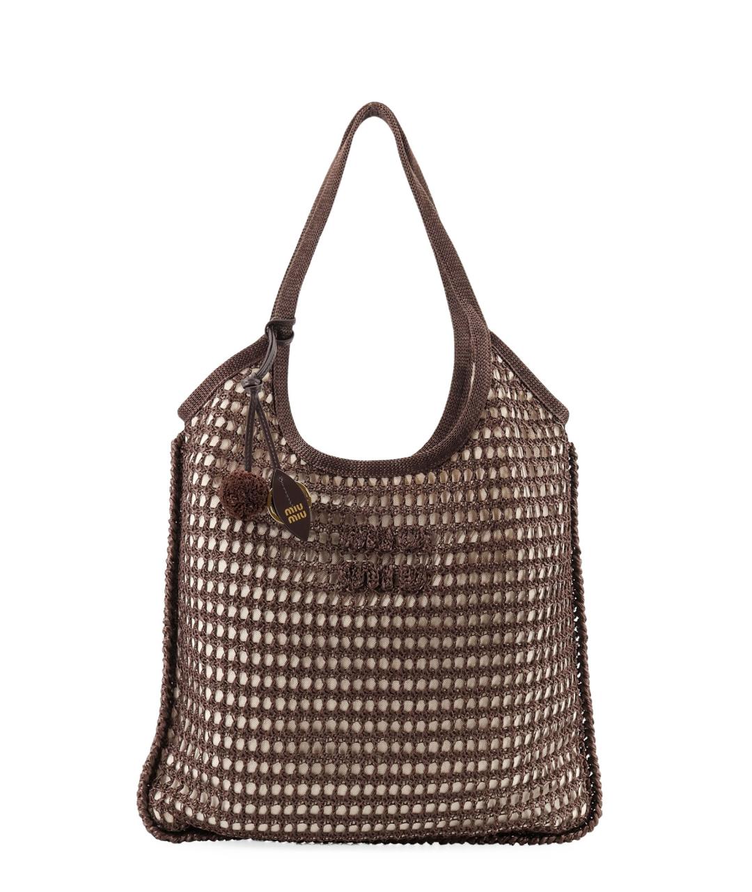 MIU MIU Коричневая хлопковая сумка тоут, фото 1