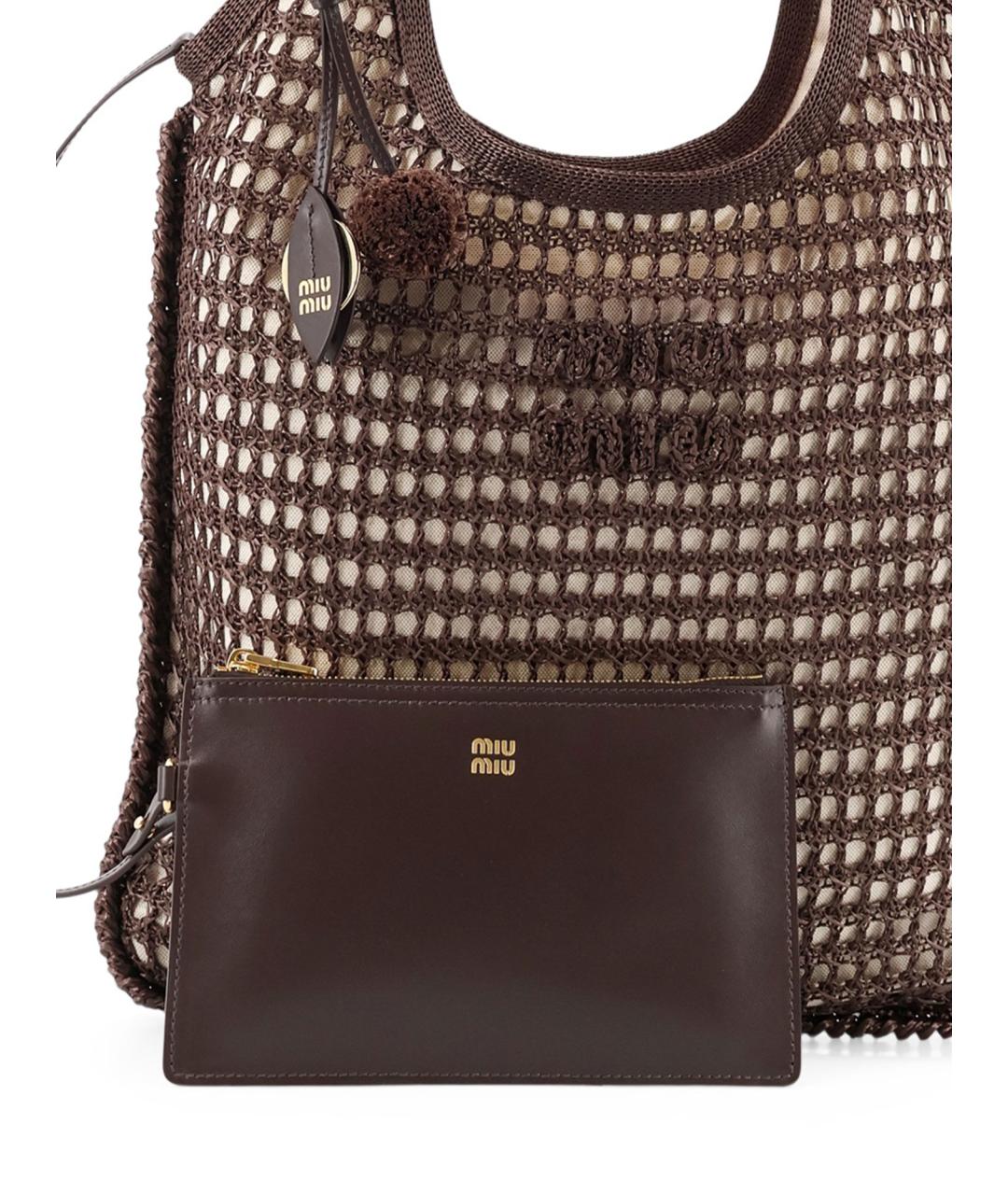 MIU MIU Коричневая хлопковая сумка тоут, фото 4
