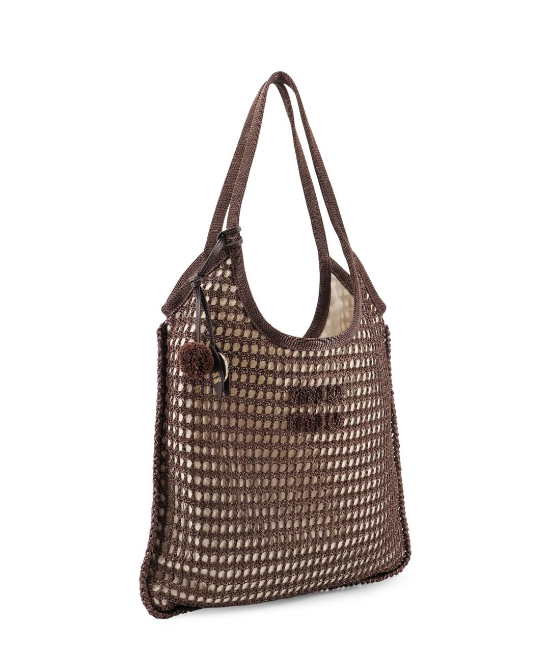 MIU MIU Коричневая хлопковая сумка тоут, фото 3