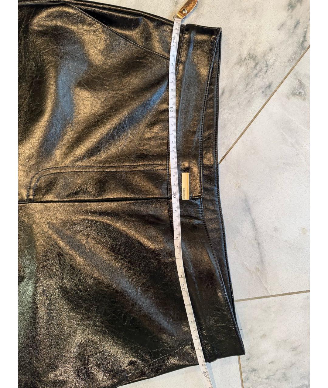 PATRIZIA PEPE Черные полиуретановые прямые брюки, фото 7