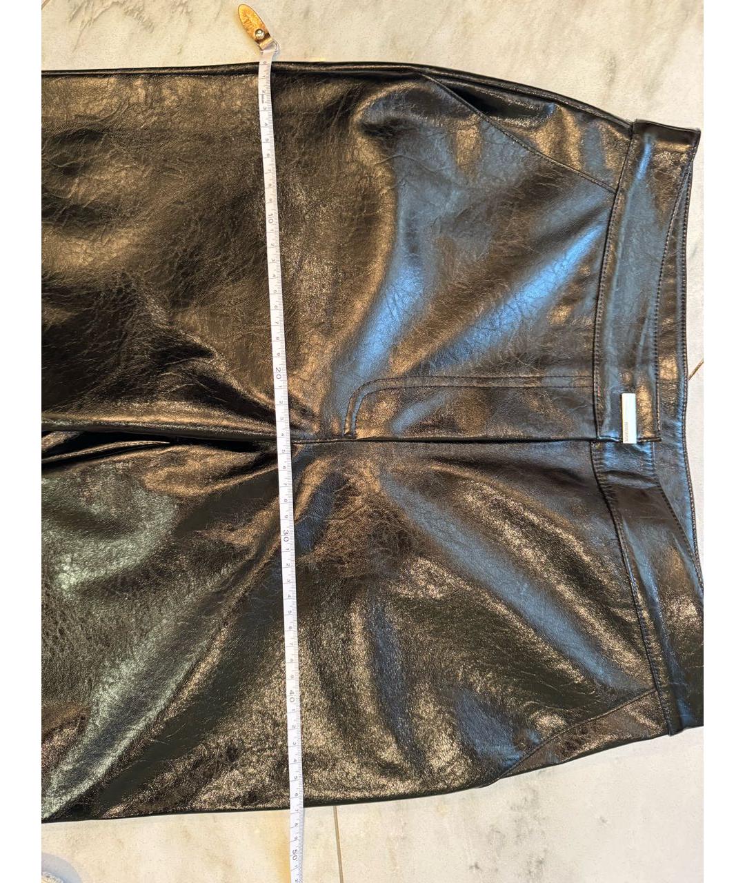 PATRIZIA PEPE Черные полиуретановые прямые брюки, фото 6