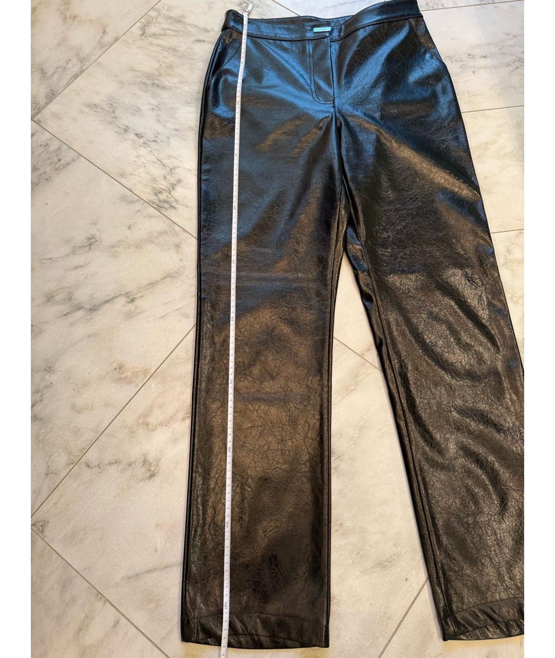 PATRIZIA PEPE Черные полиуретановые прямые брюки, фото 4