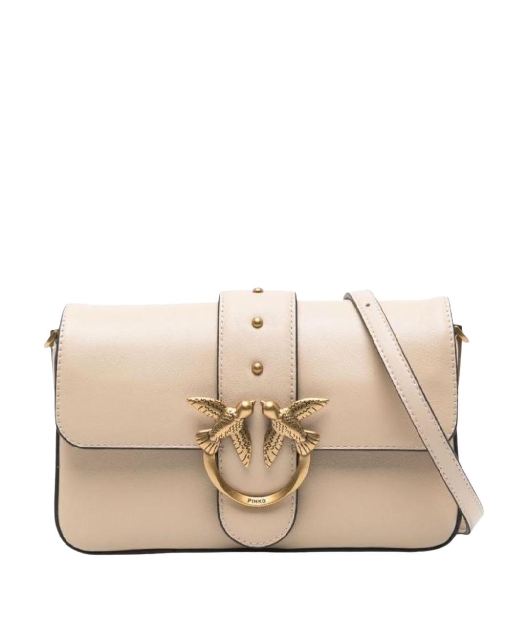 PINKO Бежевая кожаная сумка через плечо, фото 1