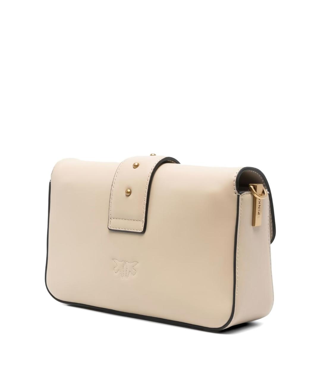 PINKO Бежевая кожаная сумка через плечо, фото 3