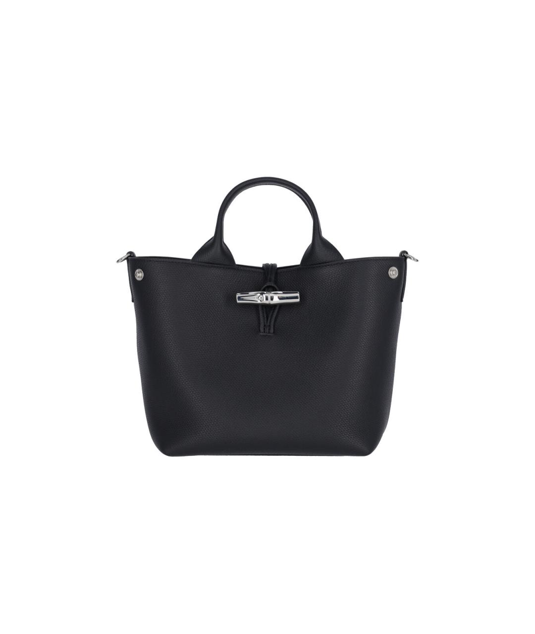 LONGCHAMP Черная кожаная сумка тоут, фото 1