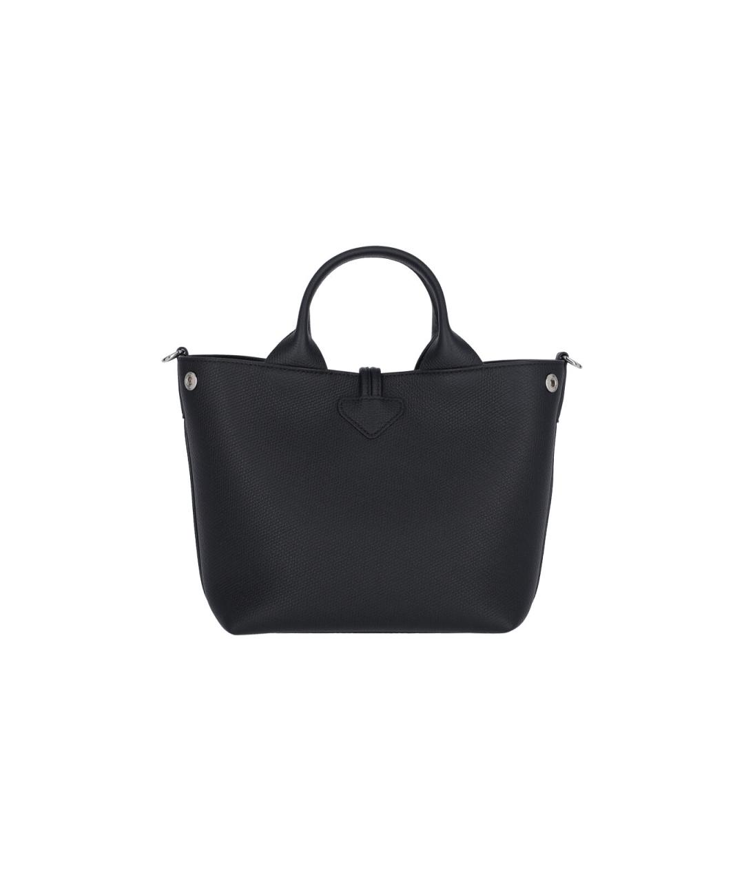 LONGCHAMP Черная кожаная сумка тоут, фото 3