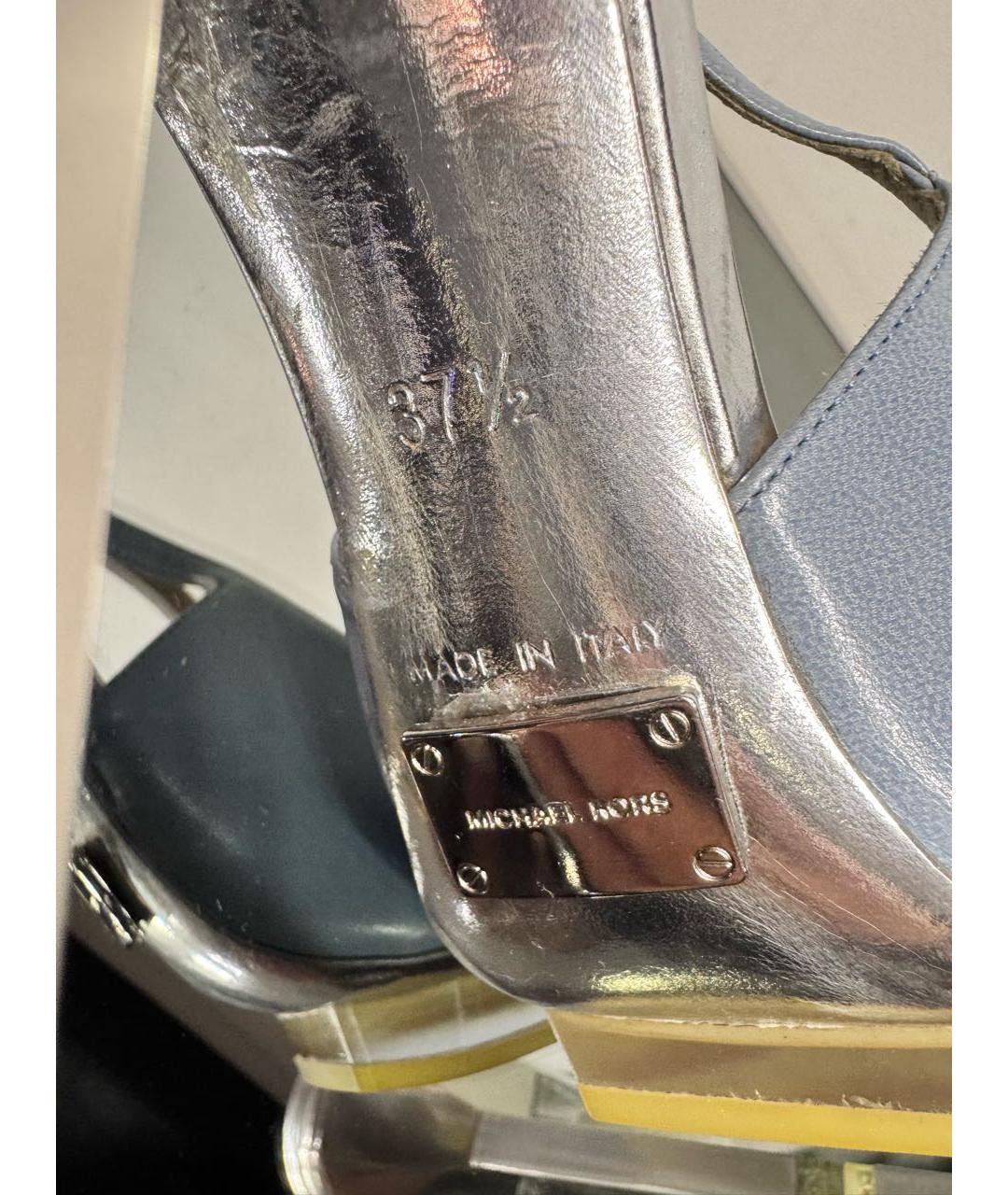 MICHAEL KORS Голубые кожаные босоножки, фото 6