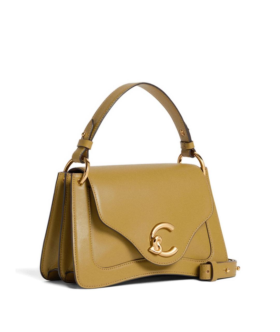 COCCINELLE Горчичная кожаная сумка с короткими ручками, фото 2