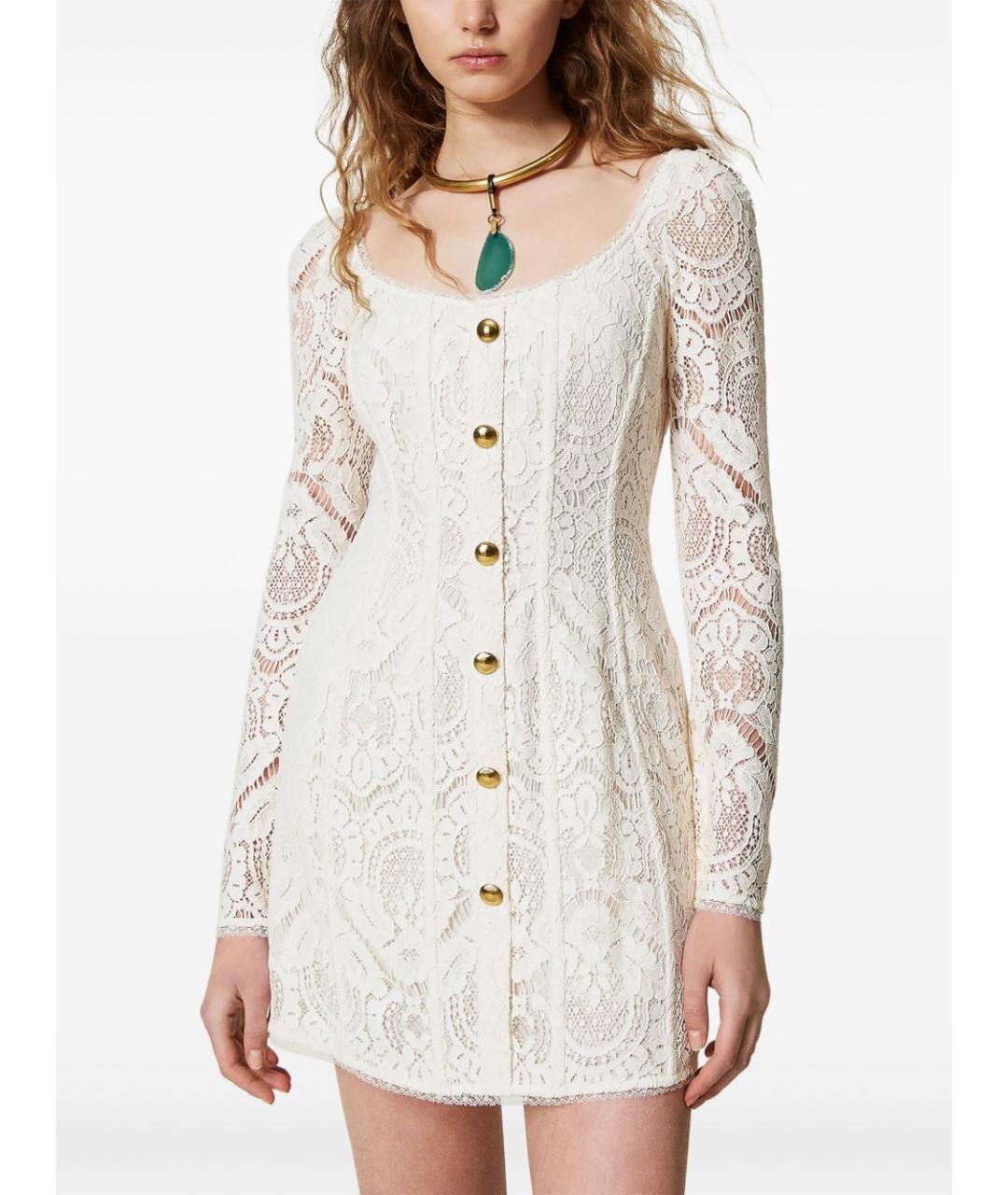 TWIN-SET Бежевое вискозное вечернее платье, фото 4