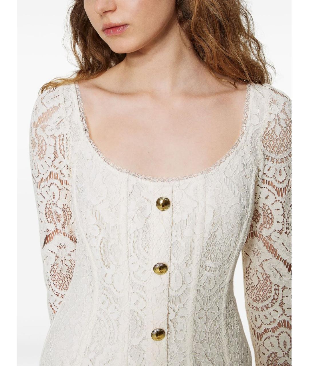 TWIN-SET Бежевое вискозное вечернее платье, фото 3