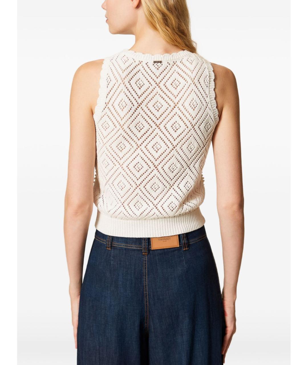 TWIN-SET Бежевая хлопковая майка, фото 2