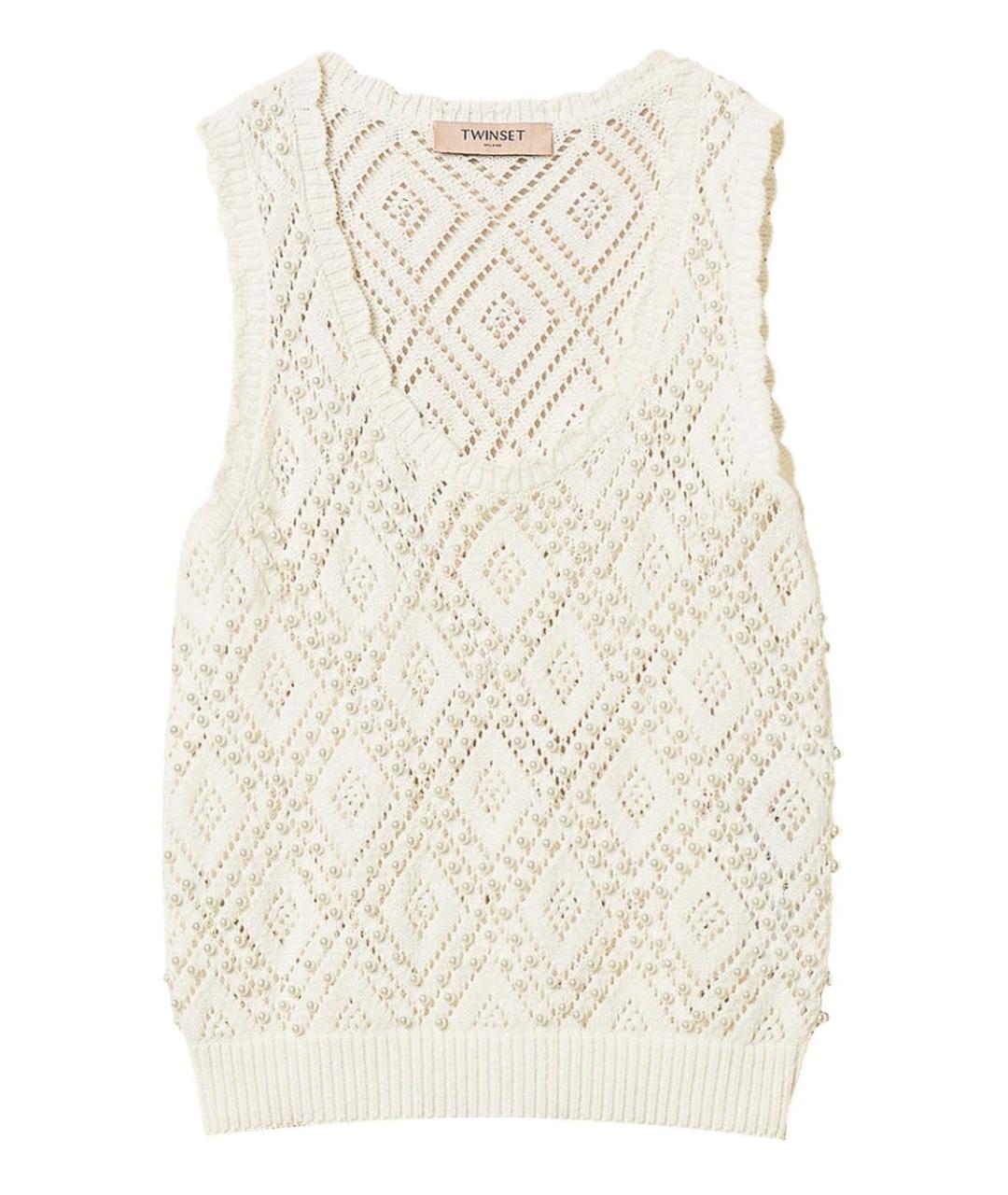 TWIN-SET Бежевая хлопковая майка, фото 1