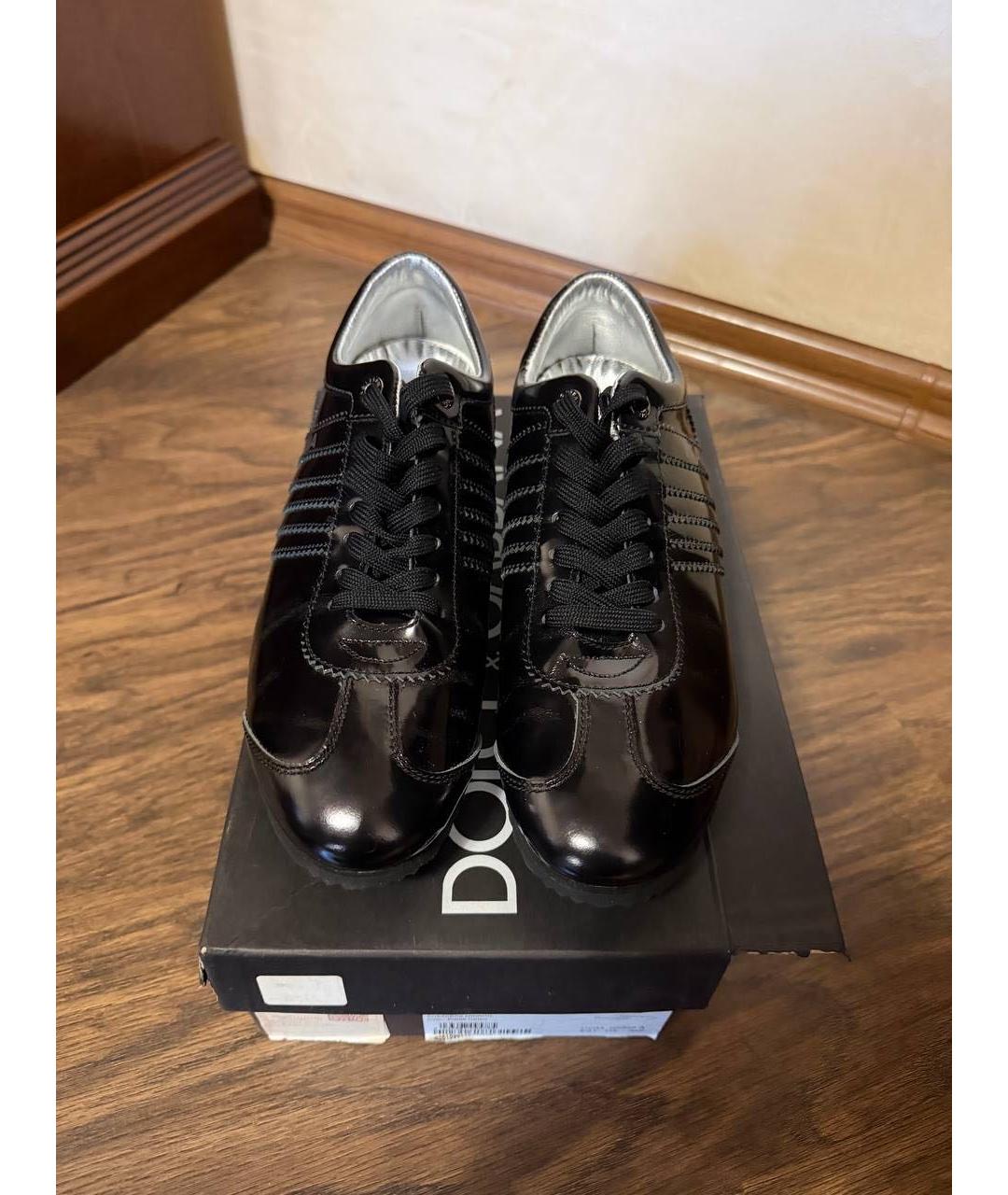 DOLCE&GABBANA Черные кроссовки из лакированной кожи, фото 2