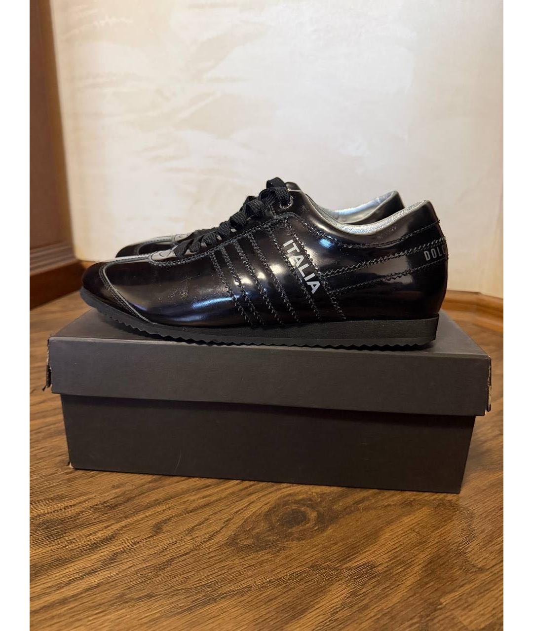 DOLCE&GABBANA Черные кроссовки из лакированной кожи, фото 3