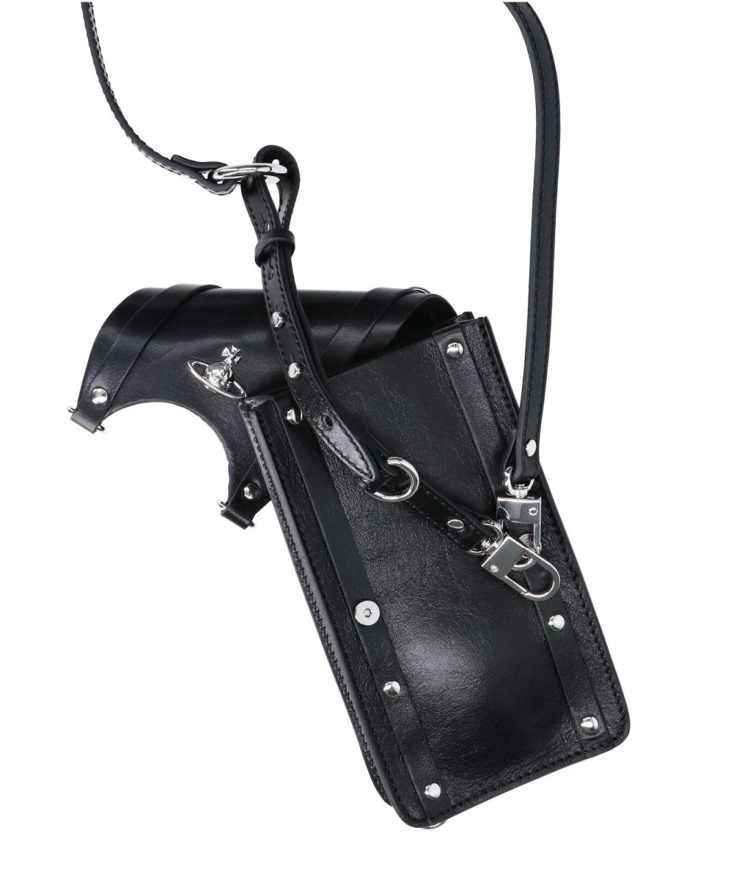 VIVIENNE WESTWOOD Черная кожаная сумка через плечо, фото 4