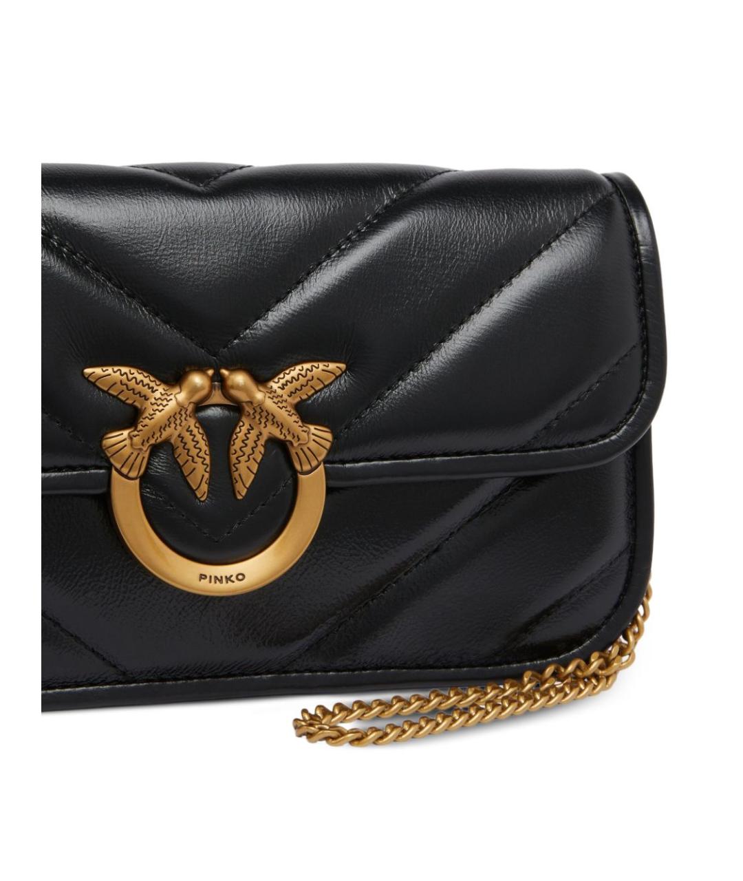 PINKO Черная кожаная сумка через плечо, фото 4