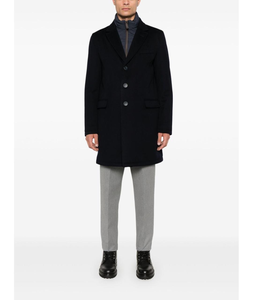 HERNO Темно-синее шерстяное пальто, фото 3