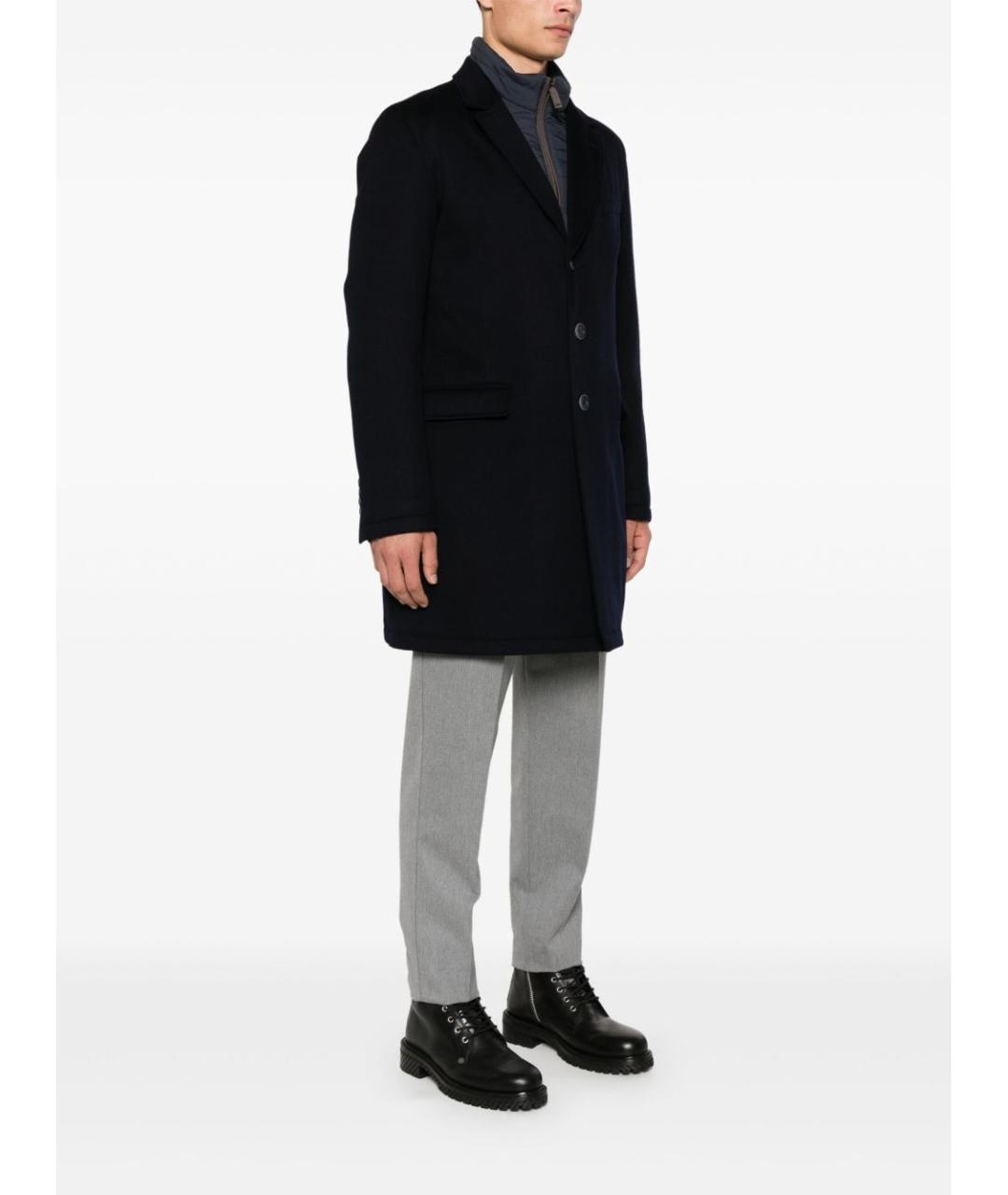 HERNO Темно-синее шерстяное пальто, фото 2