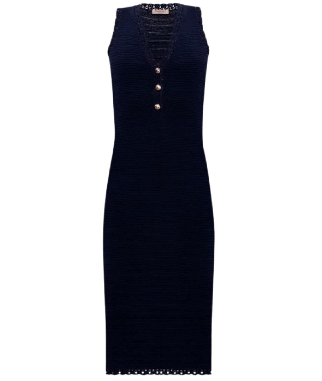 TWIN-SET Темно-синее вискозное повседневное платье, фото 1