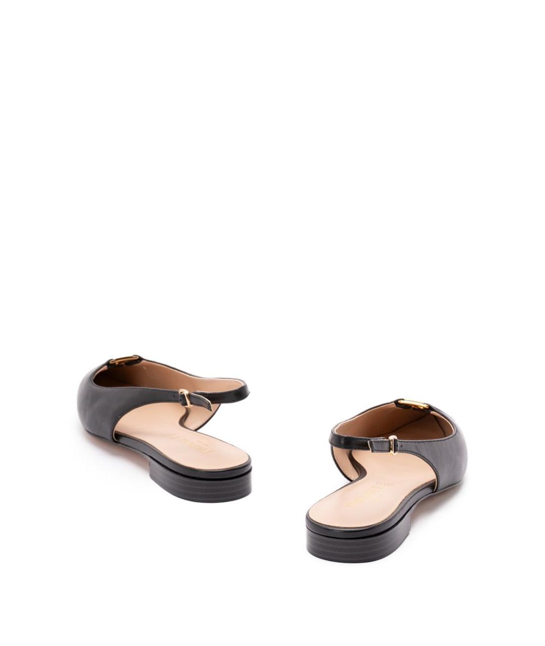 TWIN-SET Черные кожаные лодочки на низком каблуке, фото 5