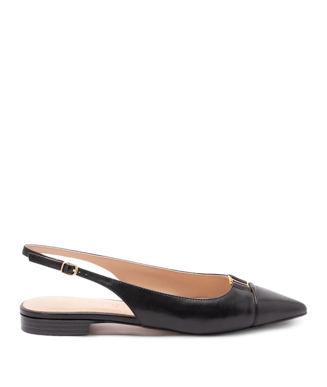 TWIN-SET Черные кожаные лодочки на низком каблуке, фото 6