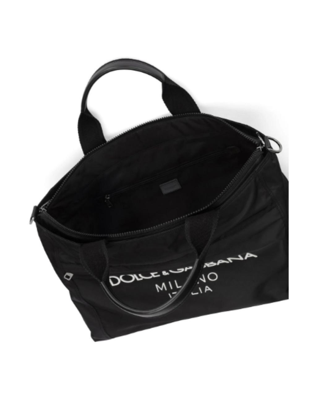 DOLCE&GABBANA Черная тканевая сумка тоут, фото 5