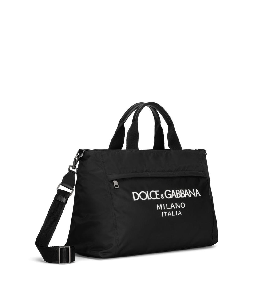 DOLCE&GABBANA Черная тканевая сумка тоут, фото 4