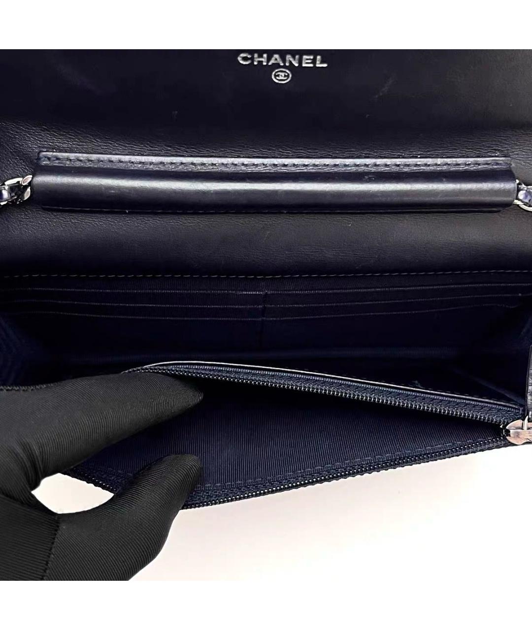 CHANEL Темно-синяя сумка через плечо из экзотической кожи, фото 8