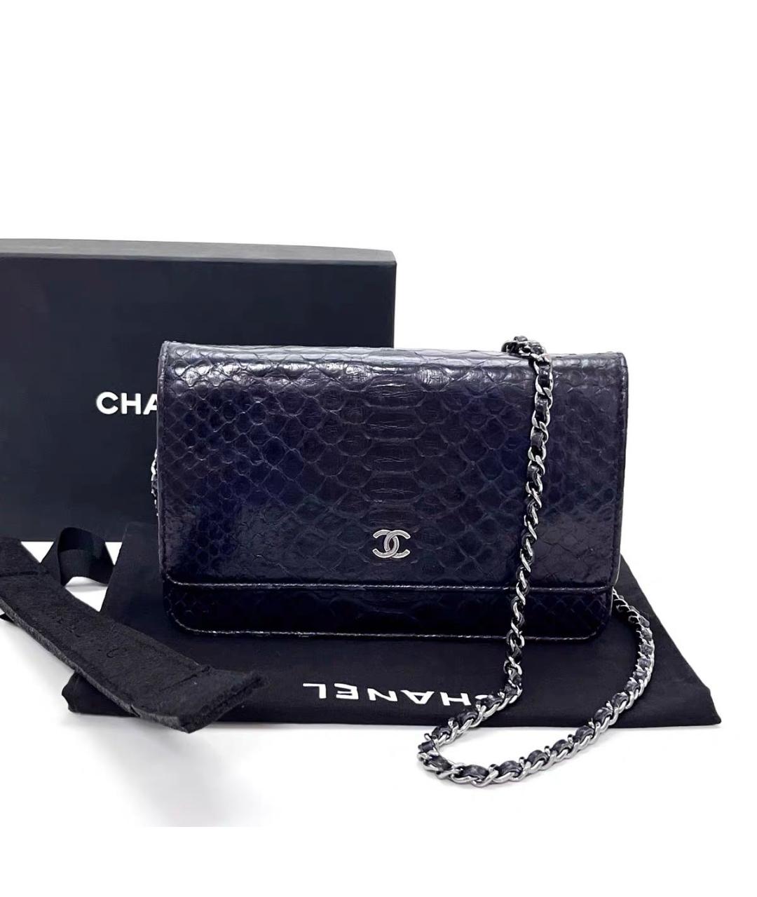 CHANEL Темно-синяя сумка через плечо из экзотической кожи, фото 9