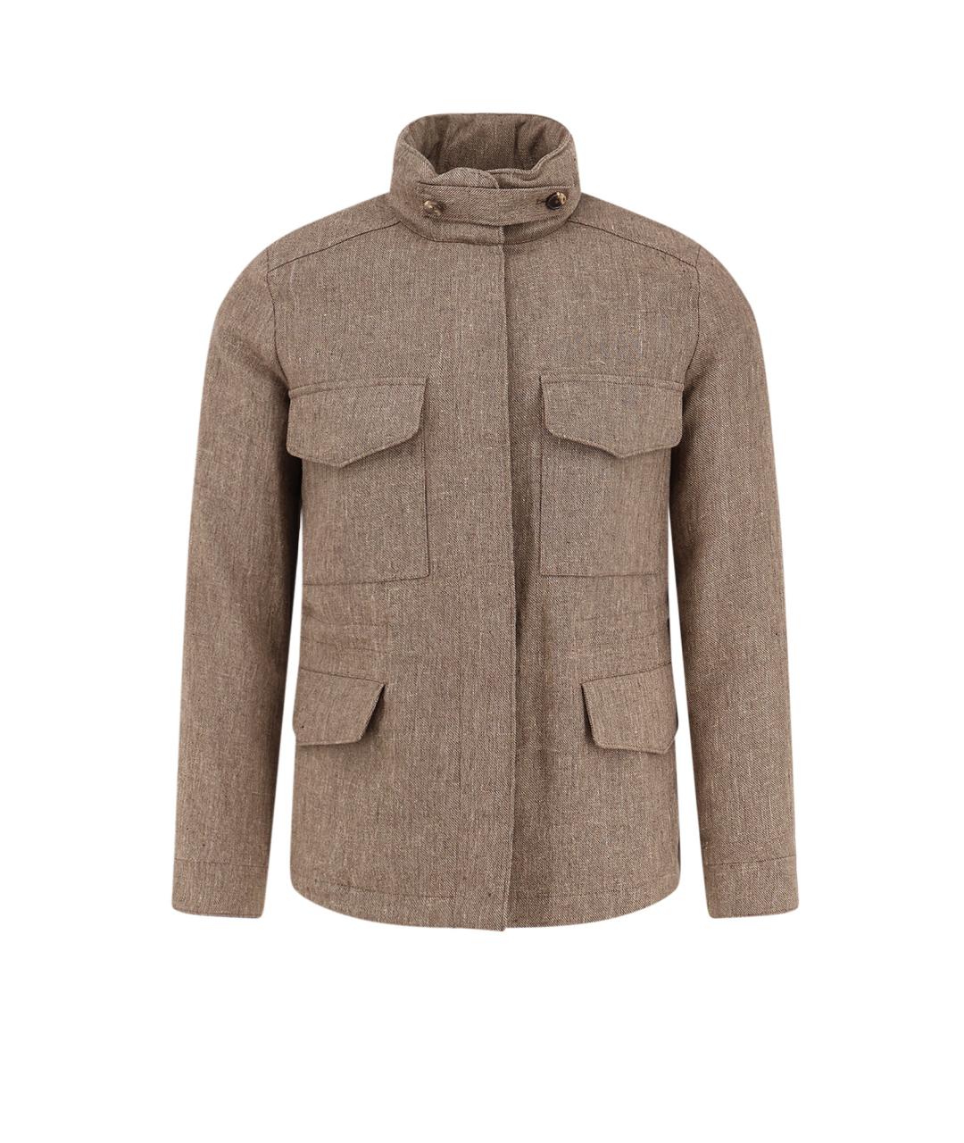 LORO PIANA Коричневая льняная куртка, фото 1