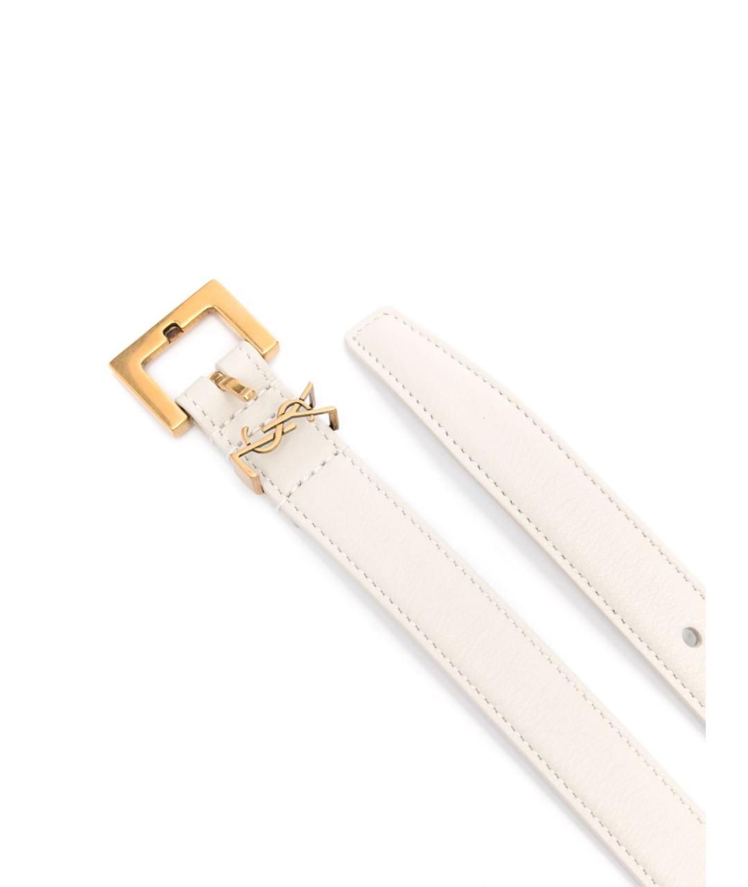 SAINT LAURENT Бежевый кожаный ремень, фото 2