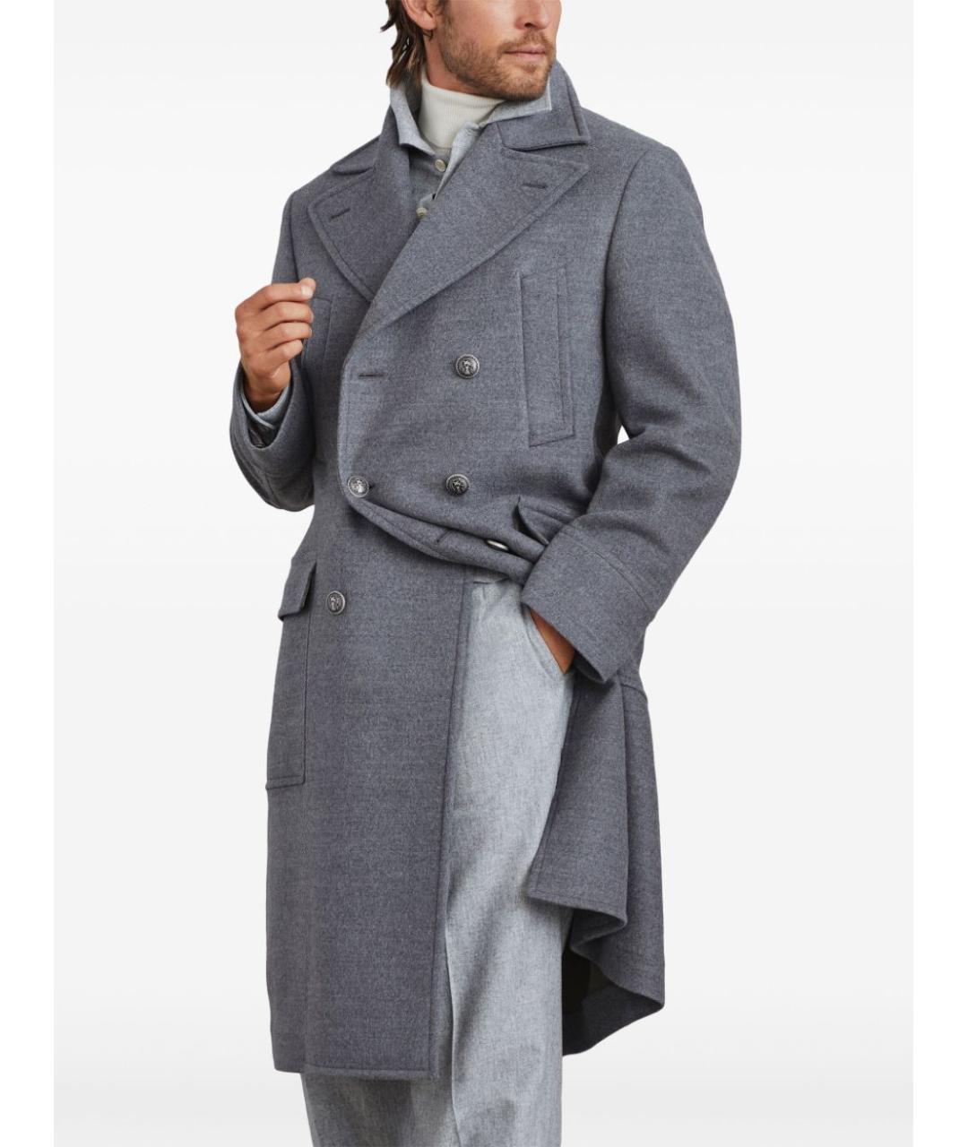 BRUNELLO CUCINELLI Серое пальто, фото 2