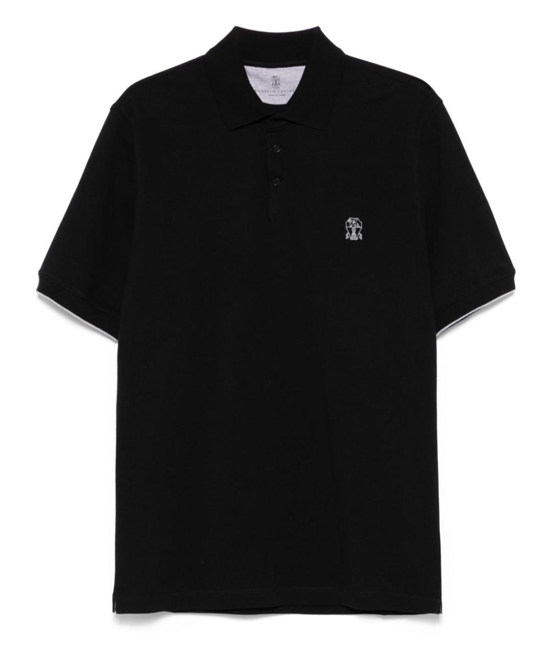 BRUNELLO CUCINELLI Черное поло с коротким рукавом, фото 1